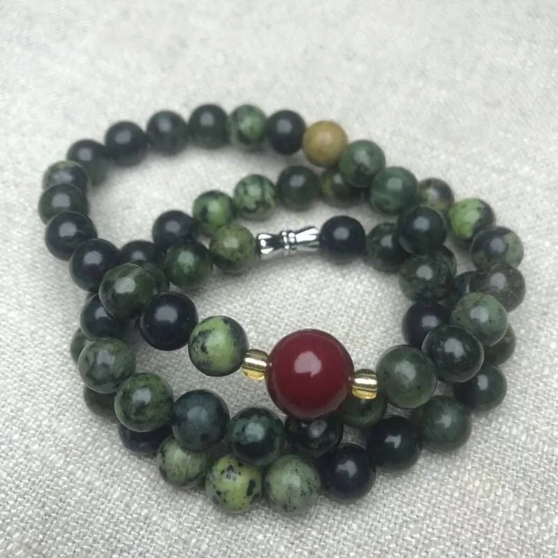 

Ожерелье из круглых бусин из натурального медицинского камня, мужская и женская мода, универсальные ретро-новые модели