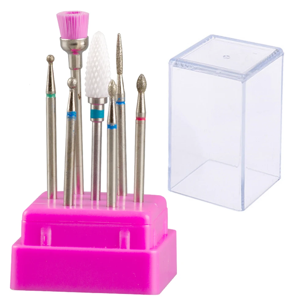 7 pz/lotto punte per trapano per unghie con fresa a scatola per Set di Manicure punte per unghie diamantate in ceramica per macchina per Manicure elettrica