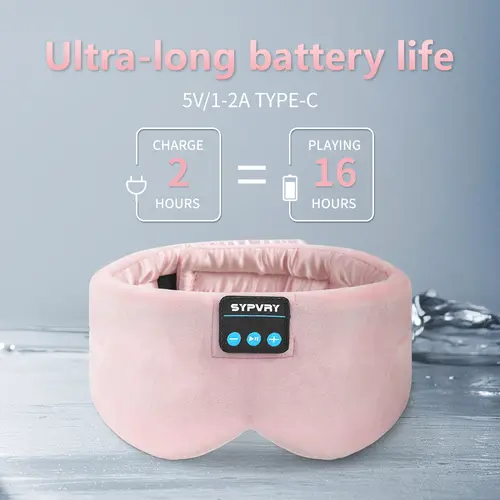 Sleeping Headphones Bluetooth Eye Mask for Women Men, Wireless Music Blackout Masks for Side Sleepers Insomnia Travel Gift - Image 3