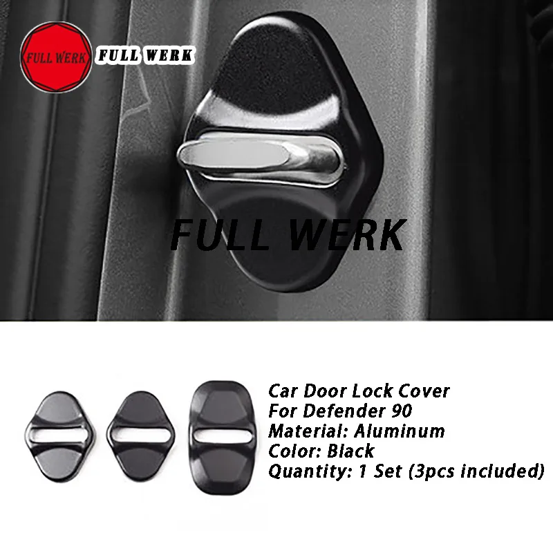 1 Set Aluminum Car Door Lock Cover Protective Cap Sticker Trim for Land Rover Defender 90 110  20 21 22 23 24 25 Interior Access