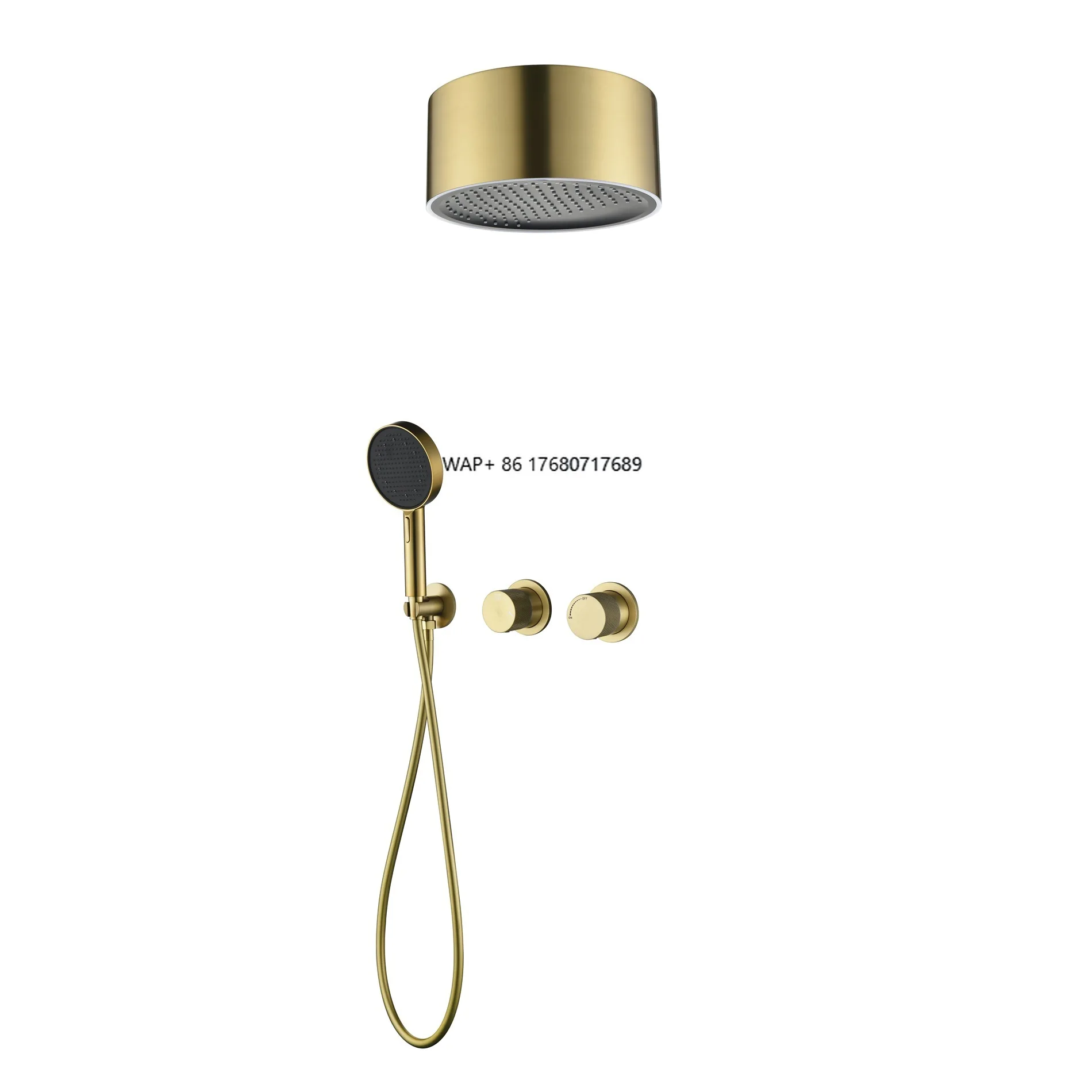 

Contemporary Single Handle Gold Bathroom Faucet Rainfall Shower System