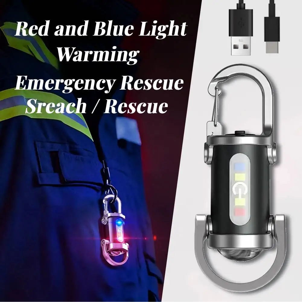 ไฟฉายพวงกุญแจขนาดเล็ก 1200LM ชาร์จไฟได้ผ่านพอร์ต TYPE-C ไฟ COB พกพาสะดวก พร้อมตะขอ ใช้เป็นไฟทำงาน ไฟเตือนฉุกเฉินกลางแจ้ง ปรับความสว่างได้ 3 โหมด