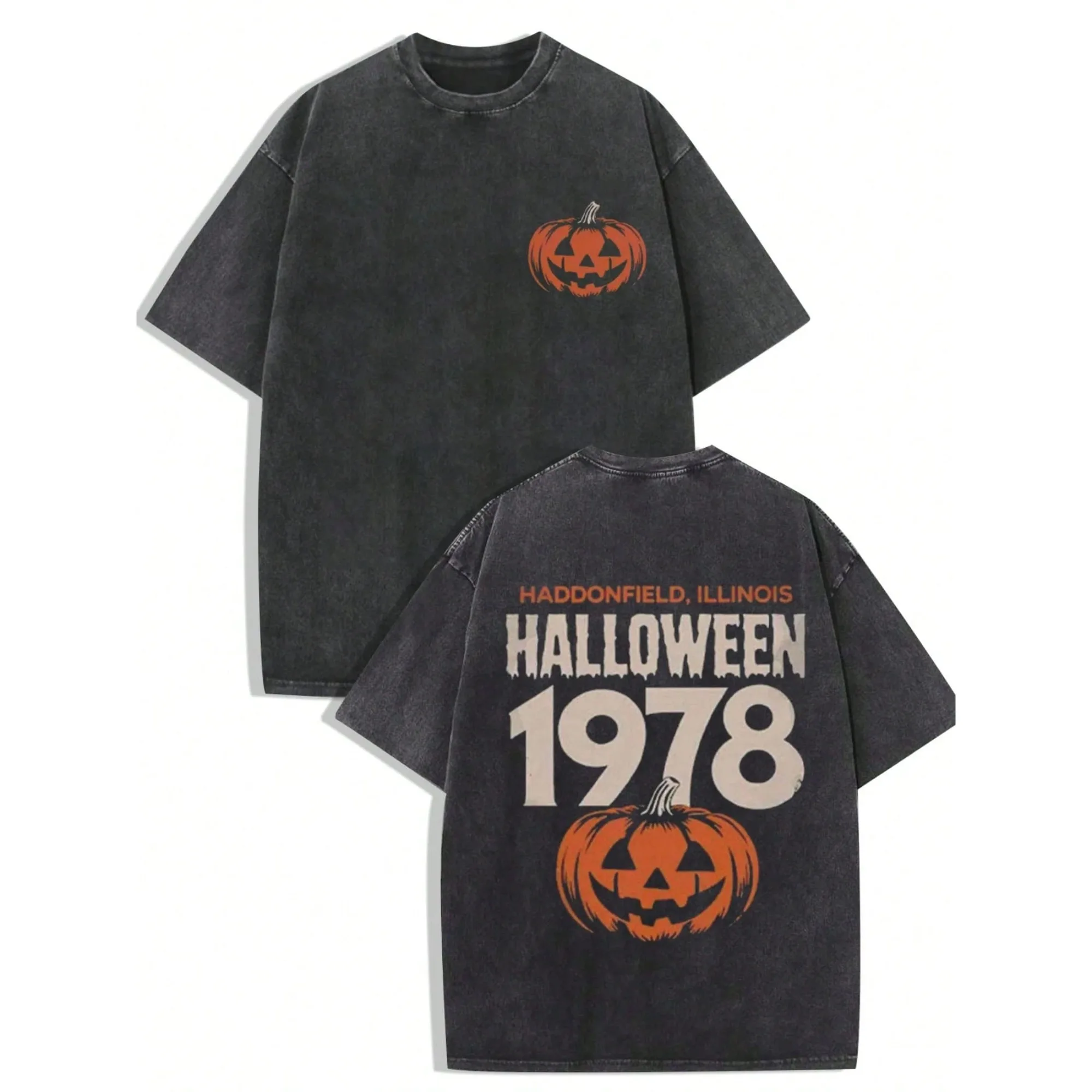 

Мужская хлопковая футболка, повседневная летняя футболка с коротким рукавом на Хэллоуин, тыква, графический ужас, ретро, готическая уличная одежда, удобная мода