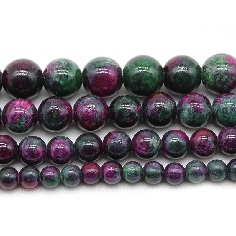 Red and green treasure rice topaz loose beads DIY bracelet jewelry accessories jade round beads beaded manufacturers wholesale