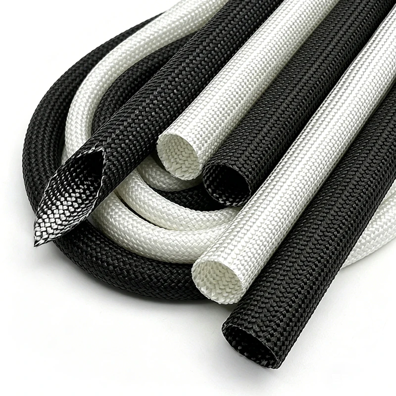 Fireproof High Temperature Fiberglass Braided Tube 600Deg.C Thermal Insulation Durable Anti-corrosion Wire Protective Sleeve