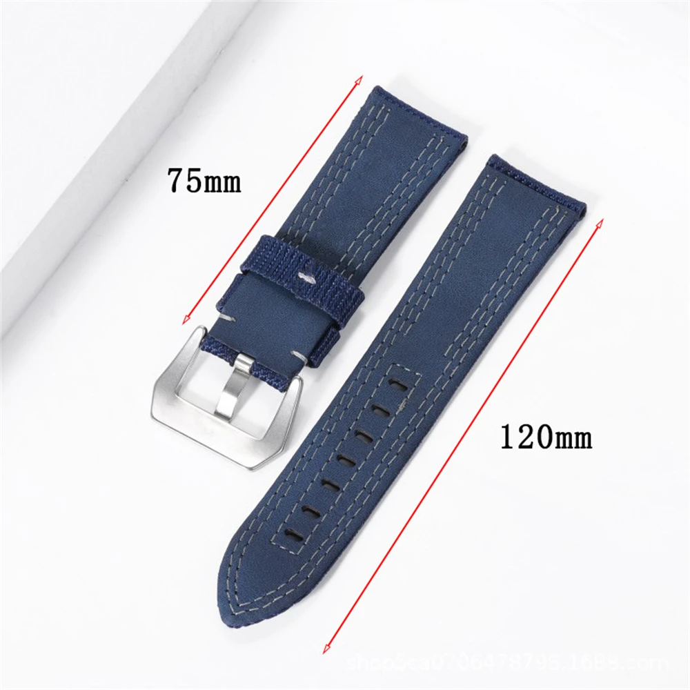 합성 직조 스트랩, PAM01122 984 가죽 나일론 통합 시계 밴드 액세서리, 24mm