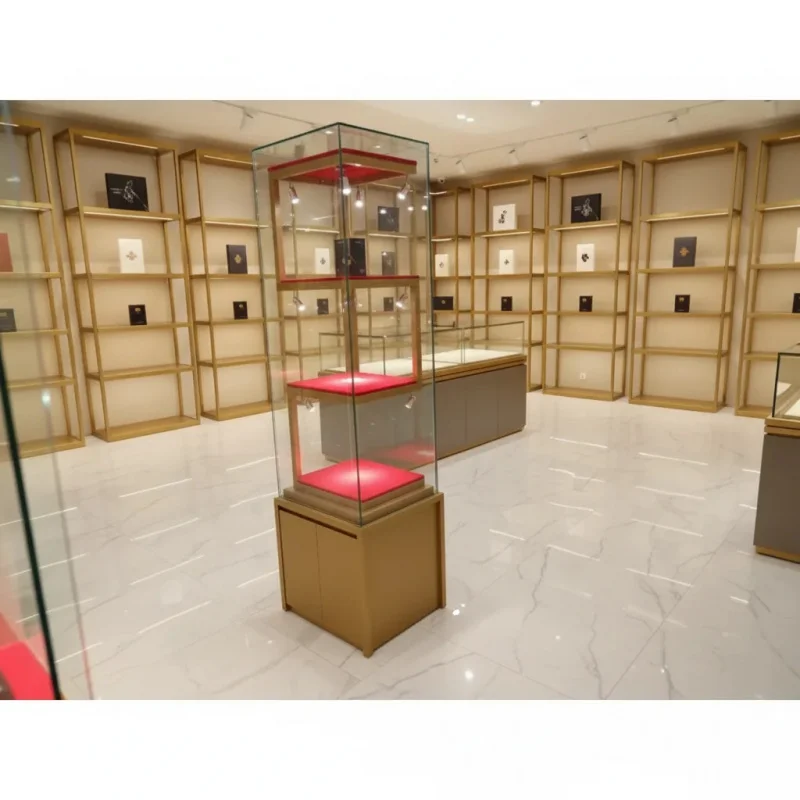 custom.Custom Heavy Duty Durable Wine Boutique Mall Supermarket Cargo Business Glass Display Cabinet LED Lighting Recyclable