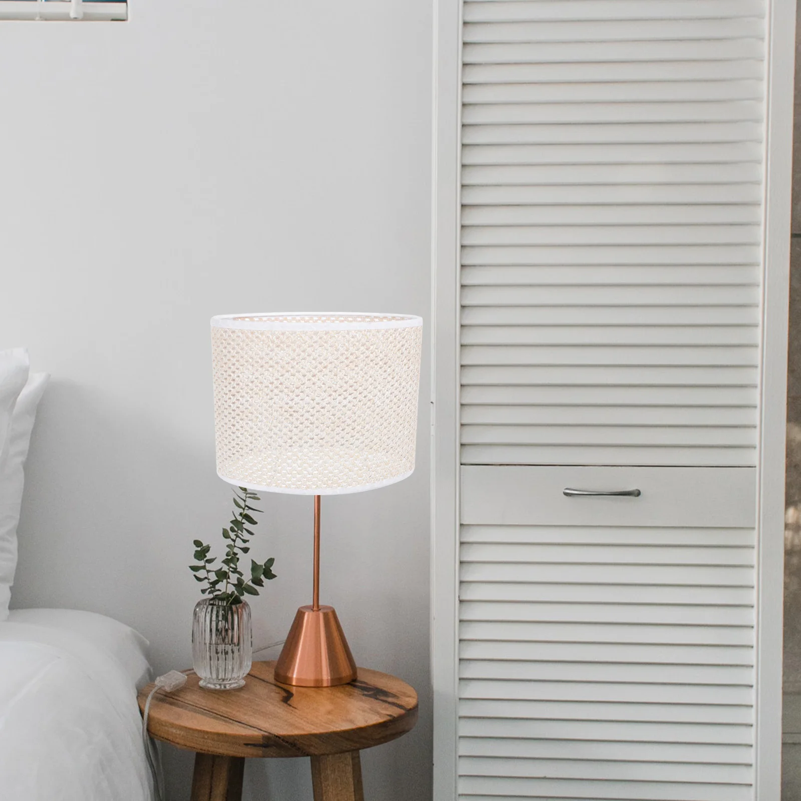 

Woven Lampshade Simple Paper Light Cover E27 E14 Bulb Base Bedroom Floor Wall Lamp Shades Small Night Light 3pcs Set