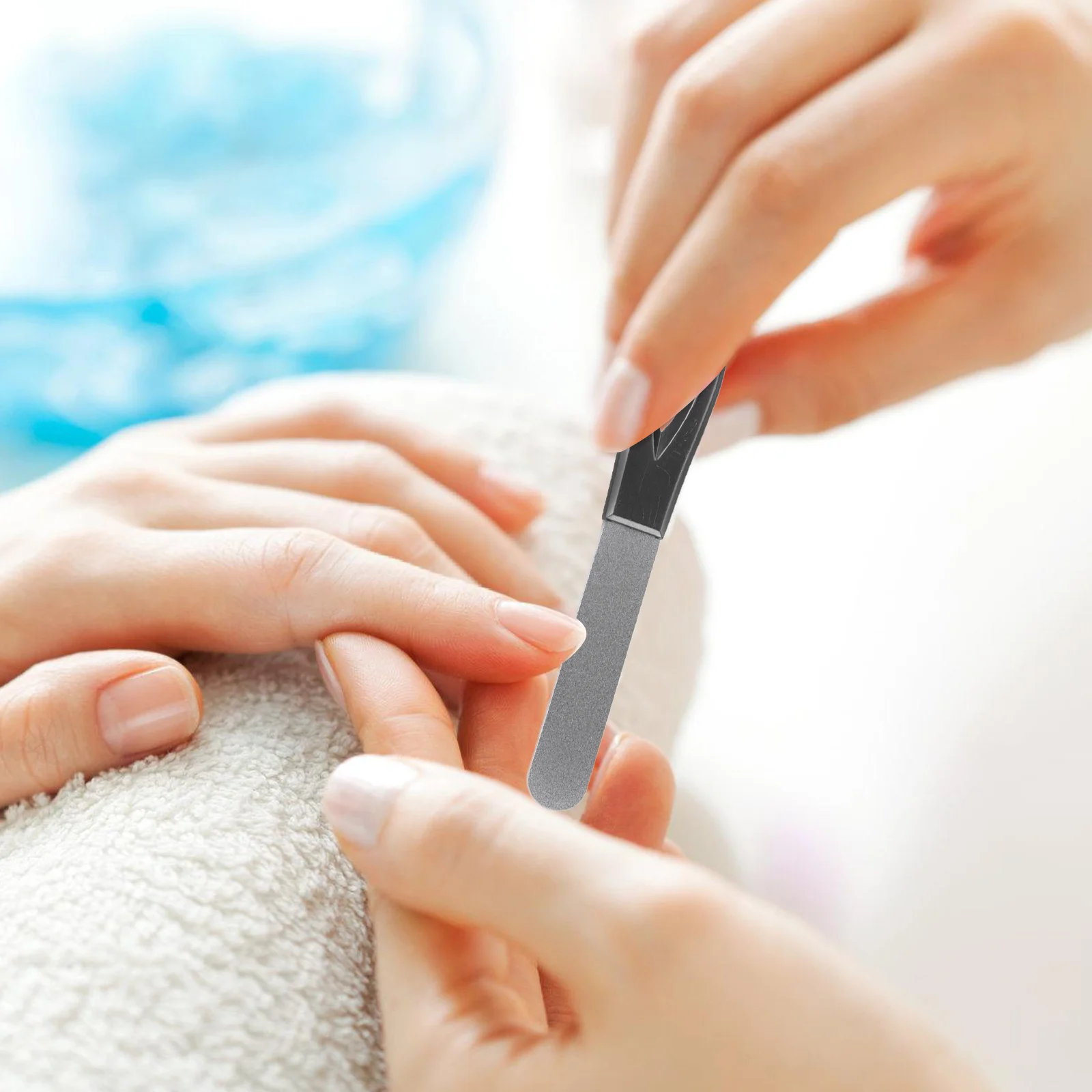 1 セットステンレス鋼コーティングされた爪やすり両面金属マニキュアツール自然な爪用ポータブル爪やすり