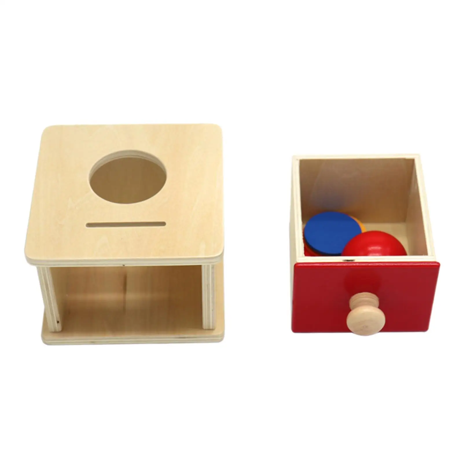 Montessori Ball Drop Box Onderwijs Hulpmiddelen Vroege Educatie Houten Puzzelkleur