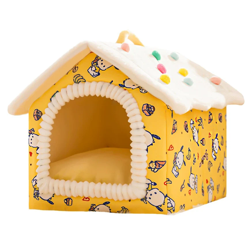 

Foldable Pet House Removable Washable Cat House Puppy Cave Sofa Pet Bed House for Small Dogs Medium Cats Pet Lovely Cotton House