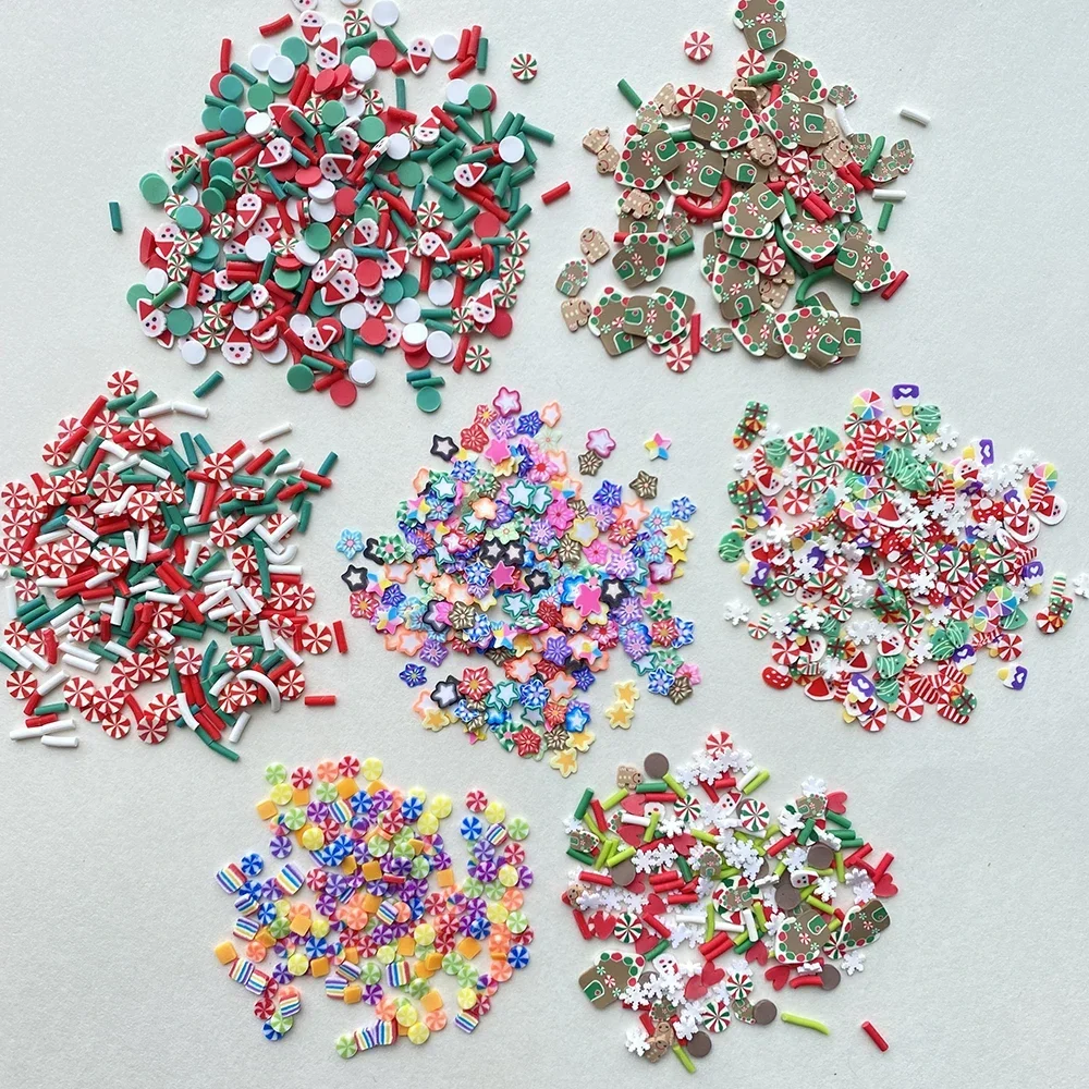 50g Mixed Polymer Clay Slices Christmas Gingerbread House Candy DIY Filler Artifical Festival Sprinkles for Slime Crafts Making