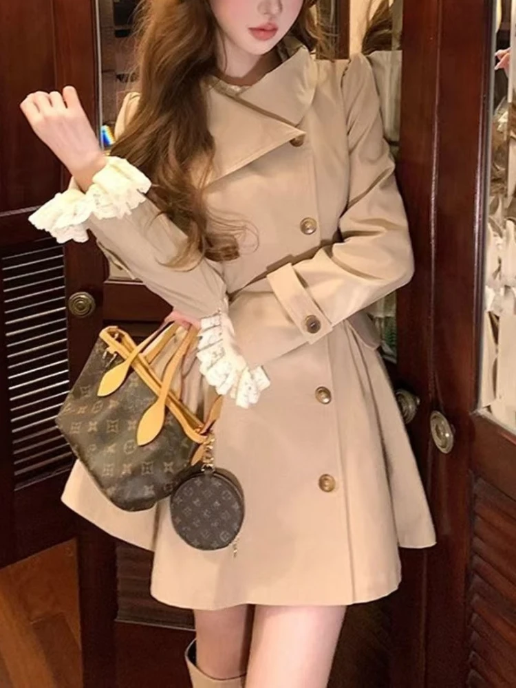 

Осенне-зимнее японское кавайное элегантное пальто в стиле Лолиты, женское тонкое пальто с воротником, женская корейская теплая милая куртка Y2k, женская одежда