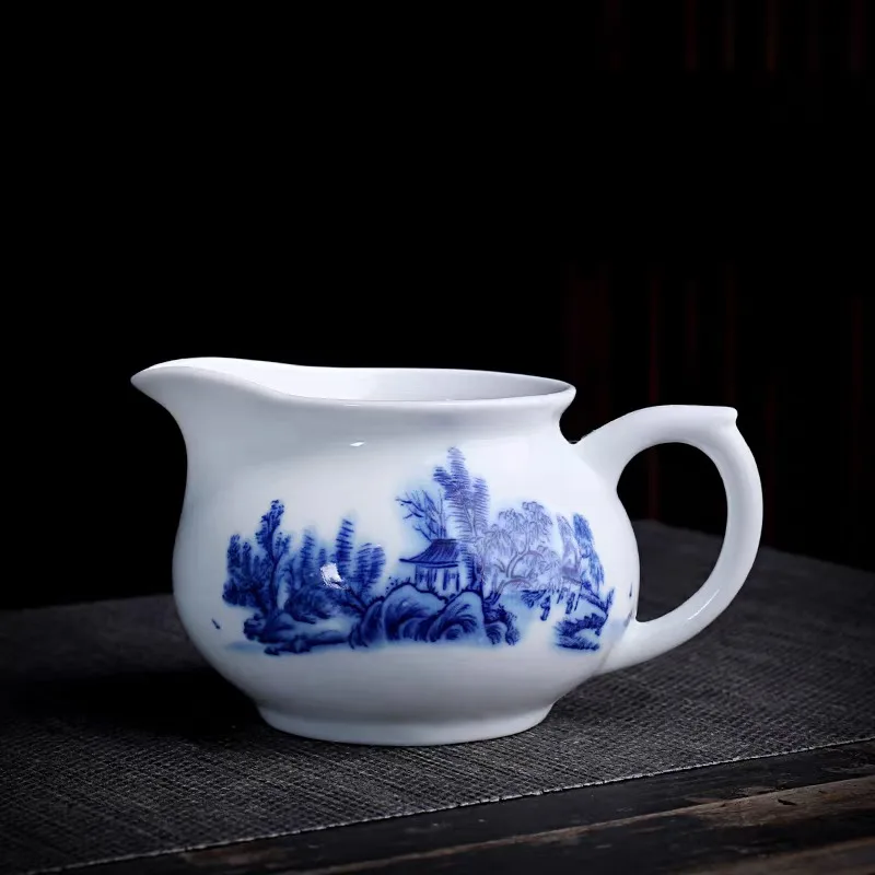 Jingdezhen-Ceramic Tea Jug, Coffee Milk Cup, Chinese Kung Fu Tea Set Accessories, Small Pot, Blue and White Porcelain Teaware