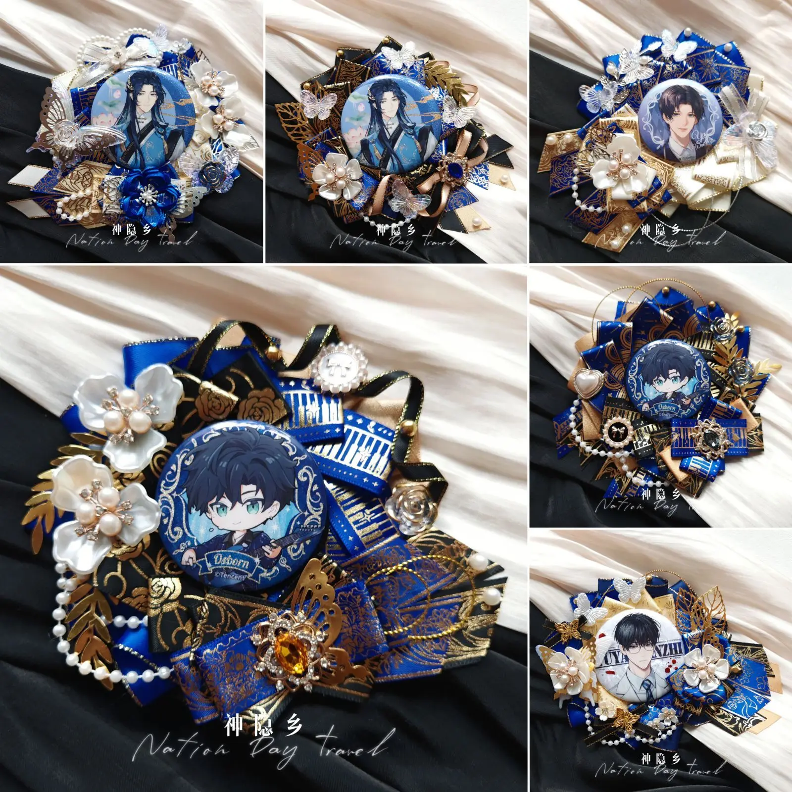 

Значок с синей лентой, розетка, украшение для сумок Ita, значок для косплея в стиле аниме, аксессуары, бантом для демонстрации товаров