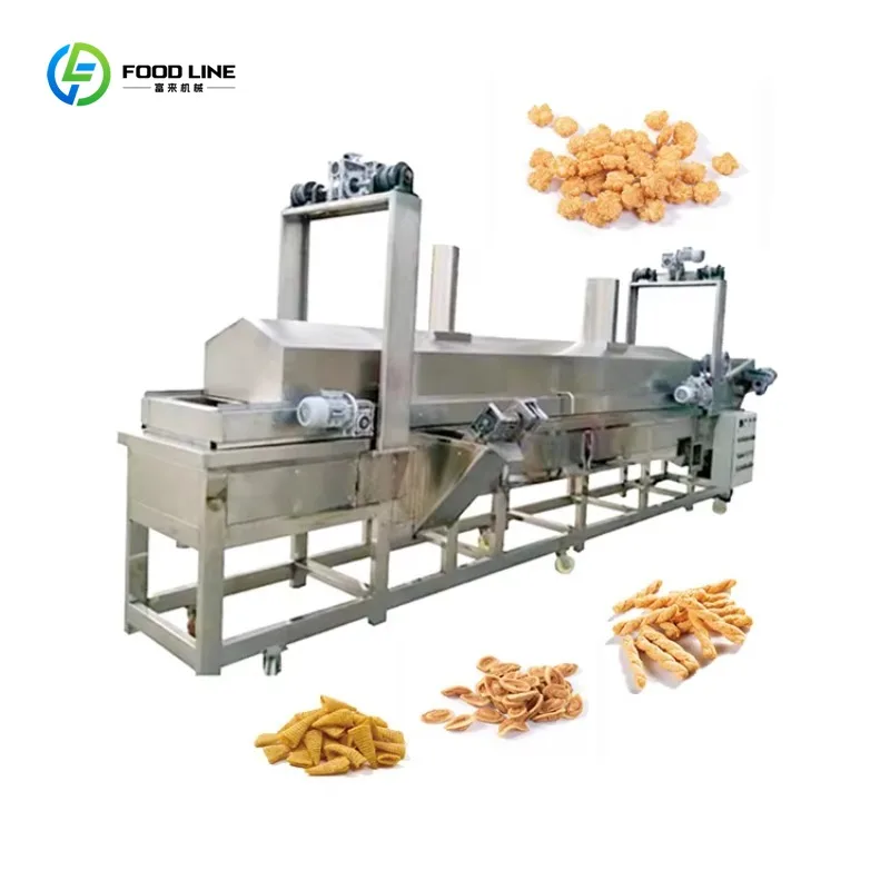 Continuous Frying Machine Fully Automatic PLC Control with Engine for Plantain Chips Groundnuts Chicken Production Custom