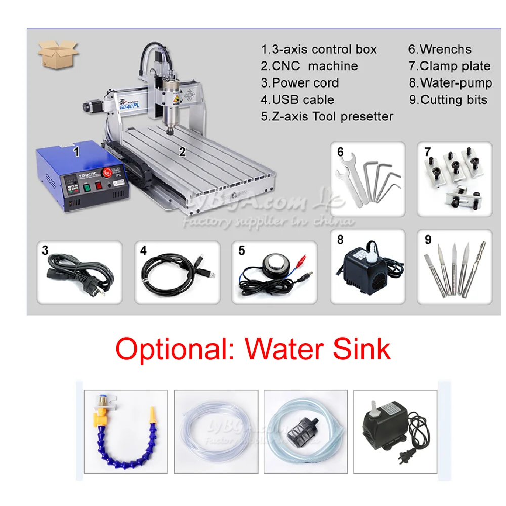 2200W 4 Axis CNC Wood Router Machine 6040 Steel Metal Engraving Carving Cutting Machine With Sink and Linear Guide Rail HG20