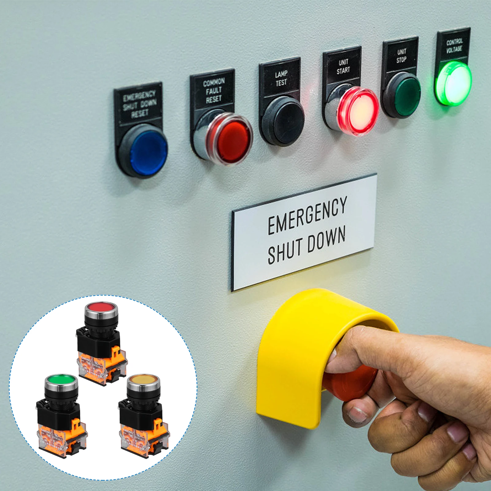 

3 pcs Momentary Push Button Switch Panel Cutout Replacement Circuit Pushbutton Self-Locking Easy Install Oxidation