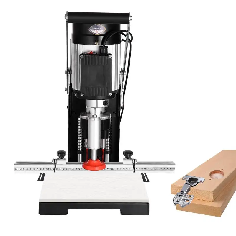 

Hinge Drilling Machine Tabletop Woodworking Hinge Boring Drill Press 1.1KW 110V 0-40mm Depth Woodworking Punching Machine for