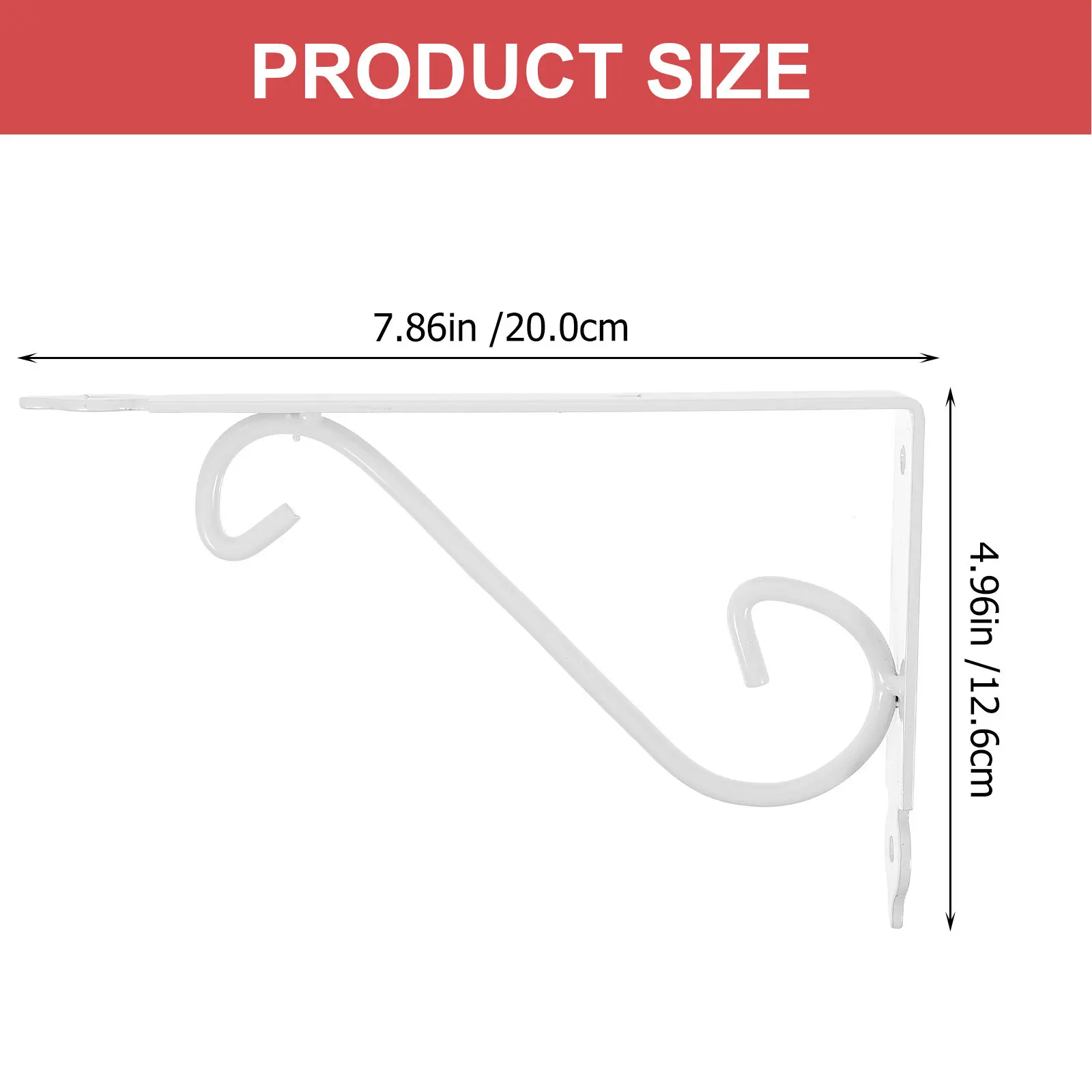 4Pcs White Iron Shelf Brackets Wall Mounted Triangle Floral Pattern 20x20cm Sturdy Bookrack Clapboard Set Box Support Wall