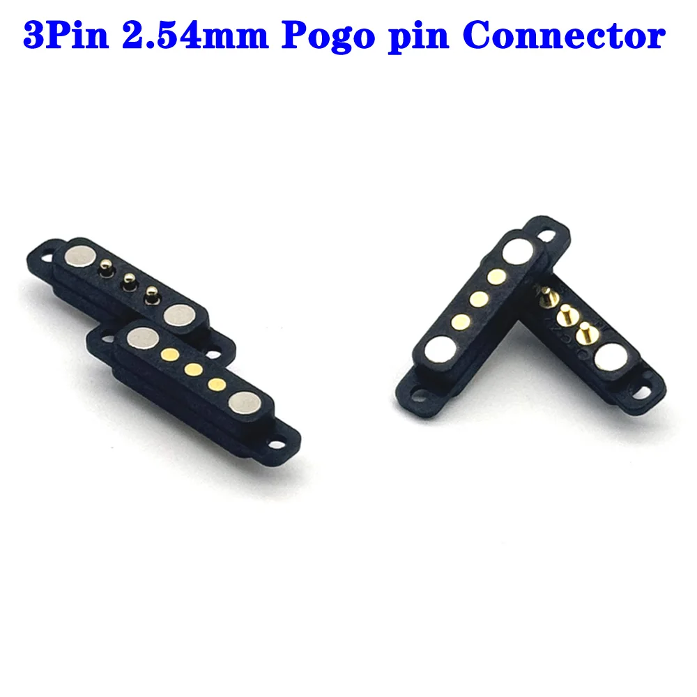 

1Pair 3Pin With Ears Waterproof Spacing 2.54mm Magnetic Pogo Pin Connector Pogopin Male Female Spring Loaded DC Power Socket