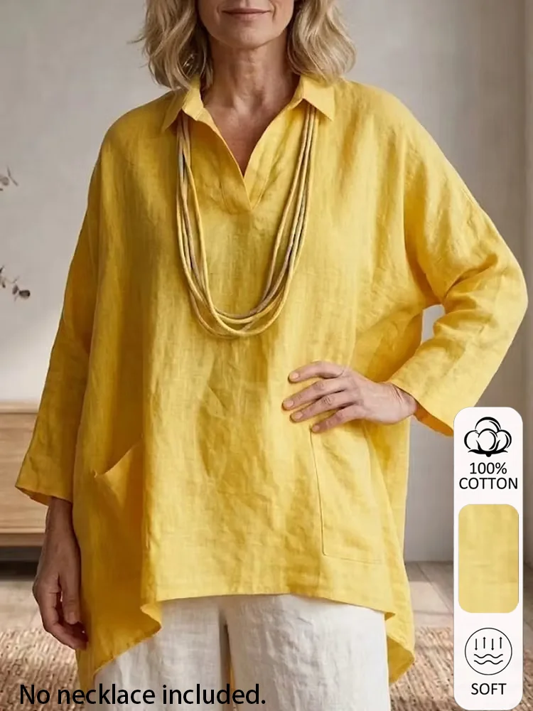 A 100% pure cotton simple loose shirt, breathable pure cotton fabric, front short back long or side slit,enhance casual vacation