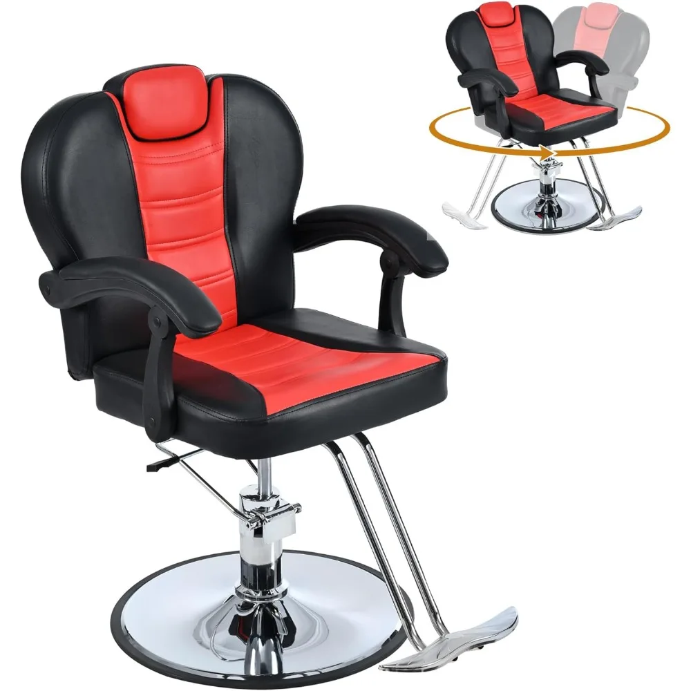 Hydraulic Recliner Barber Chair for Hair Salon with 20% Extra Wider Seat & Heavy Duty Hydraulic Pump, Upgraded Salon Beaut