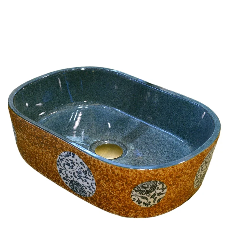 

Creative art table oval ceramic washroom toilet table personality basin on the table