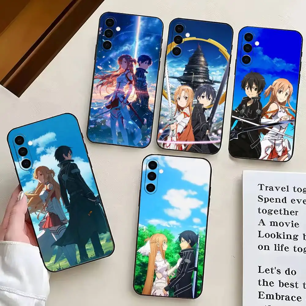

S-Sword Art O-Online SAO ANIME Phone Case For Samsung Galaxy A73,A72,A71,A70,A53,A52,A51,Others Soft Black Cover