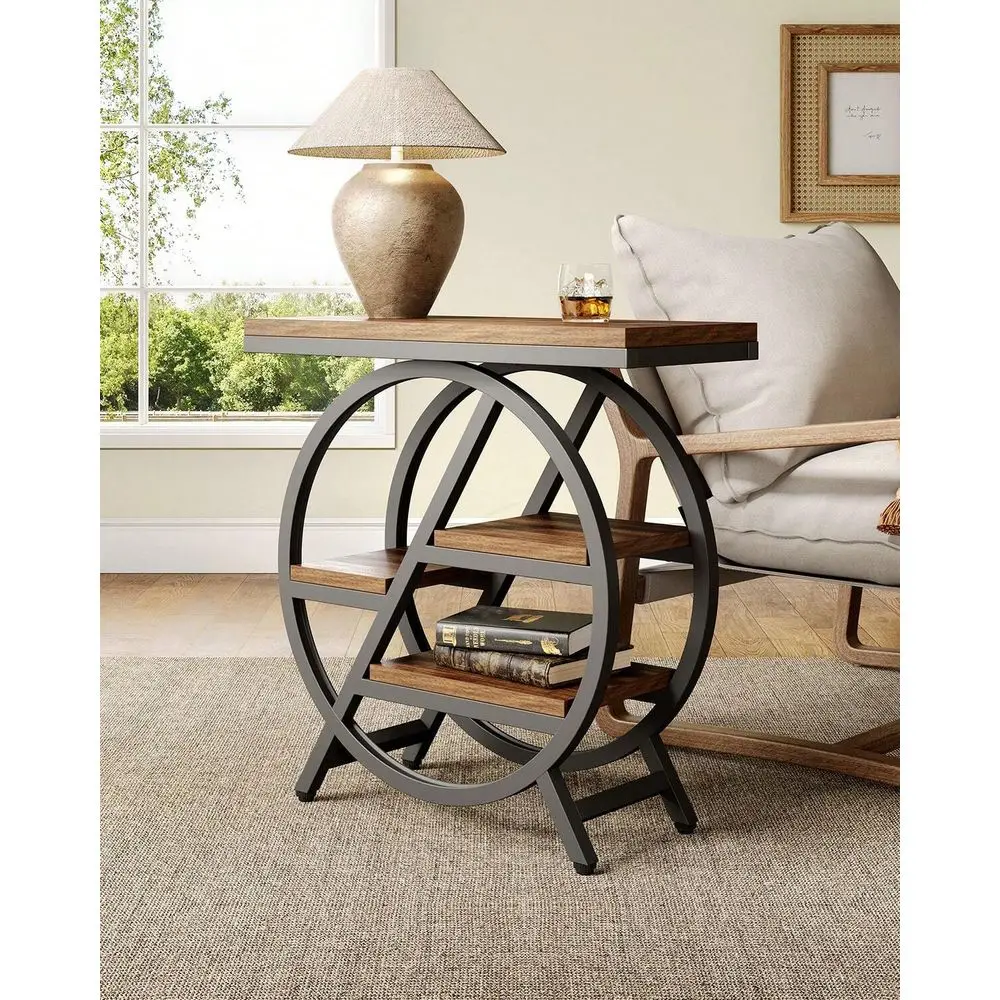 

Приставной столик TREE с 4 ярусами, узкий, из дерева и металла, с местом для хранения, для гостиной и спальни