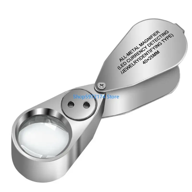 Y3NB 40X Illuminated Jeweler LED UV Lens Loupe Magnifier with Metal Construction