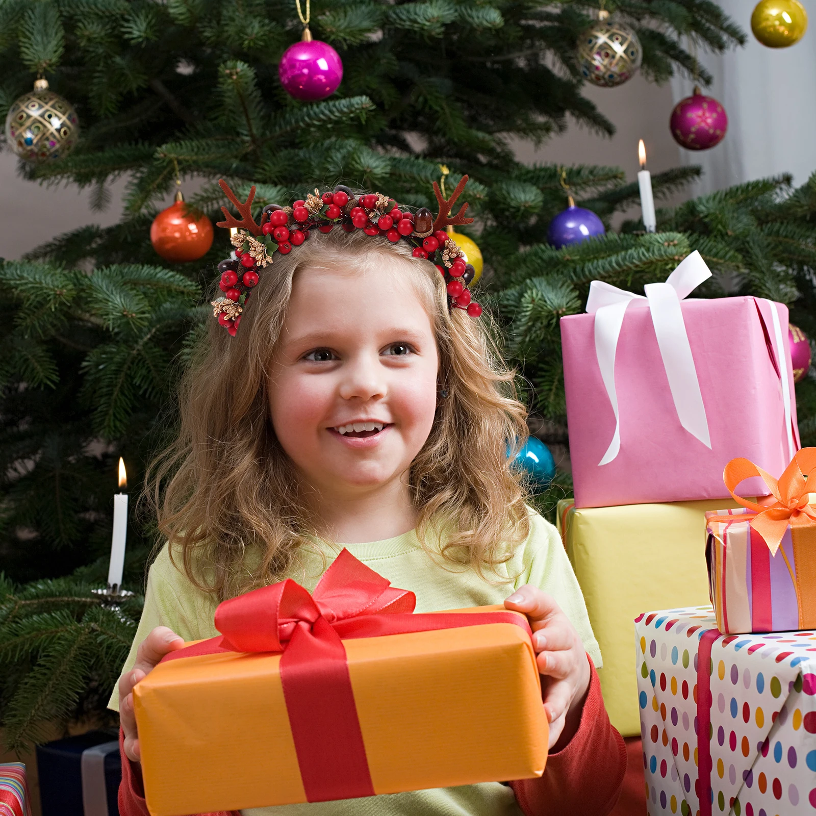 

1Pcs Christmas Festival Hairband Series Antler Headband Simulated Berry Xmas Party Hair Accessory Xmas Antler Headdress