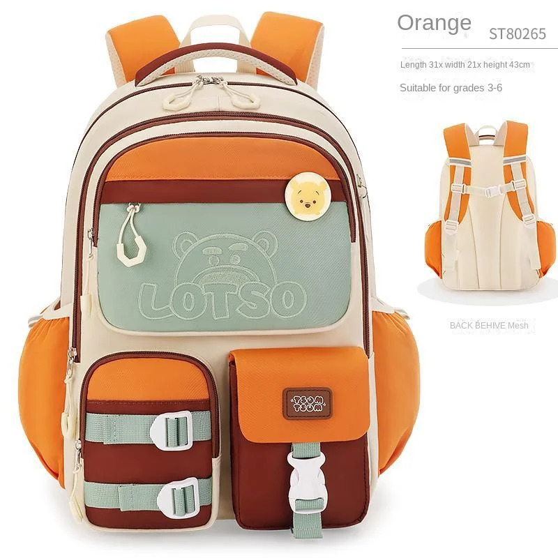 Disney Lotso Girl School Bag Grade 1-6 Primary Student Shoulder Orthopedic Bakckpack Large Capacity Light Kids Gifts Mochilas