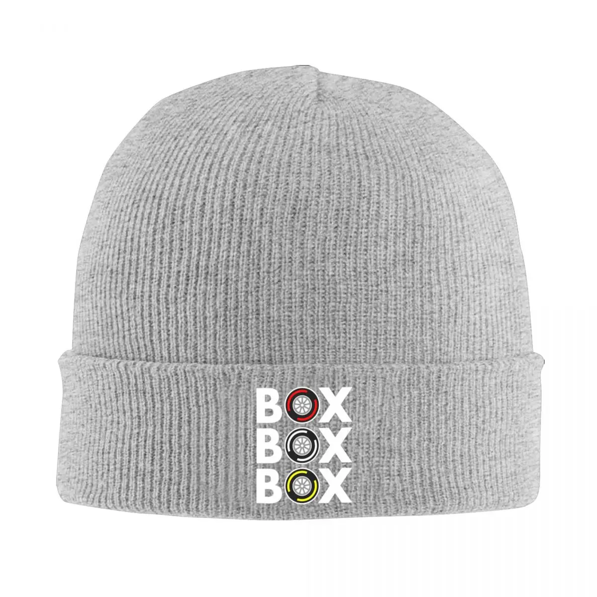 Box Box Box F1 Tyre Compound Warm Knitted Cap Hip Hop Bonnet Hat Autumn Winter Outdoor Beanies Hats for Men Women Adult