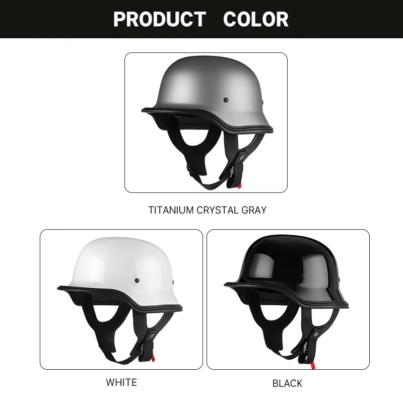 Half Face Helmet Fiberglass Motorcycle Helmets German WW2 Helmet Fiber Glass DOT Approved FRP Shell Safety Cap for Men Women