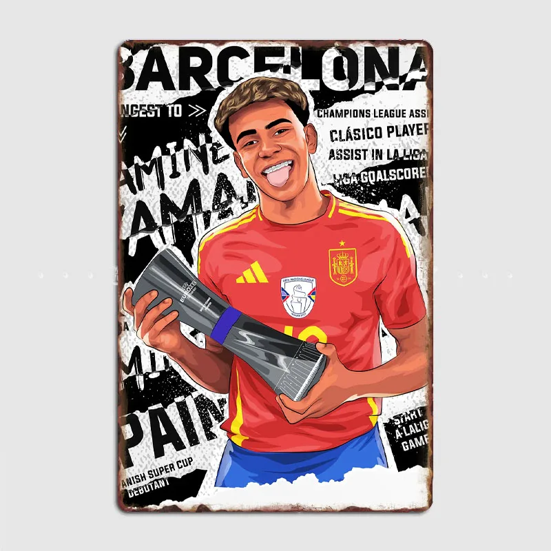 Lamine Yamal Football Player Retro Posters Metal Poster Pub Sign Garage Club Bar Indoor Wall Room Decoration Home Decor