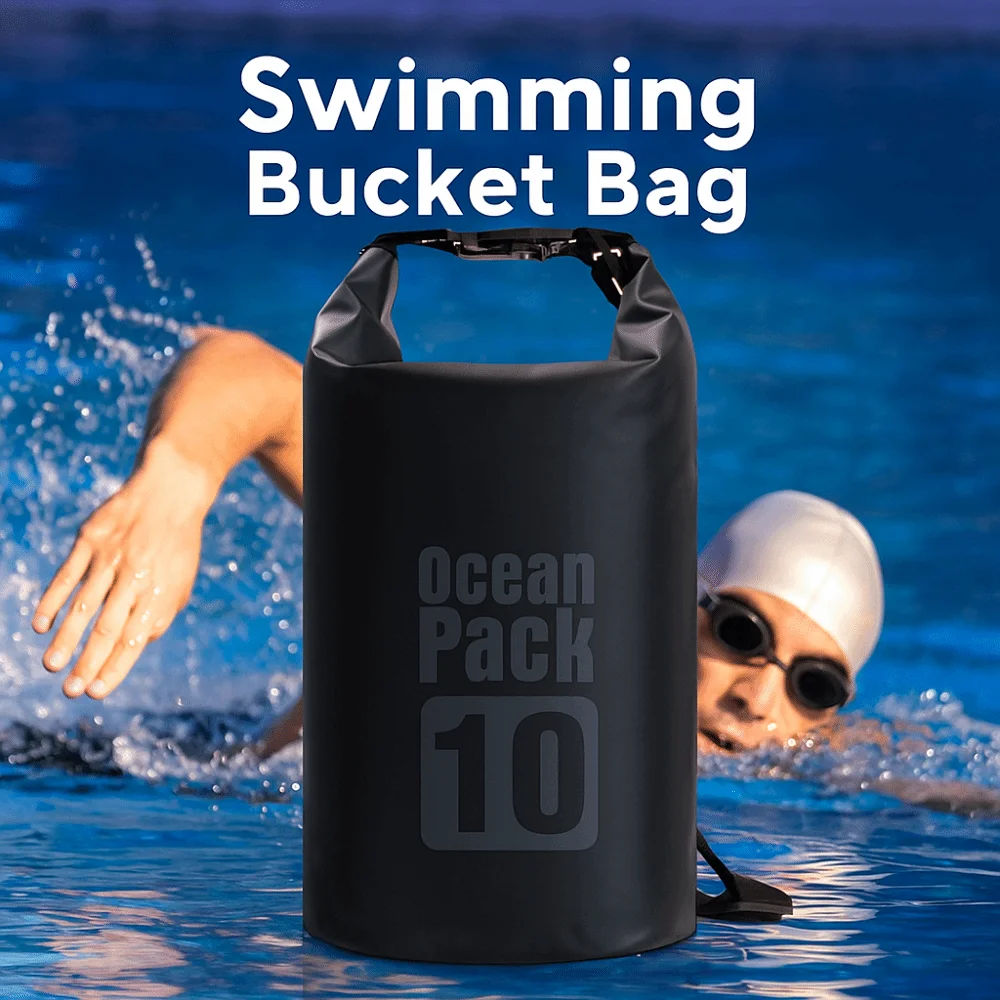 10L Waterproof Dry Bag Waterproof with Shoulder Straps Swimming Bucket Bag Lightweight Foldable Beach Backpack Diving