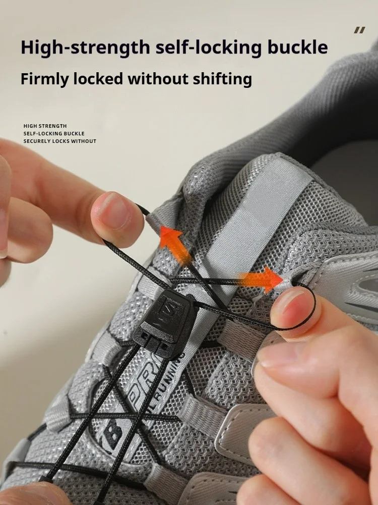 1 Pair Men Women Running Shoes No-Tie Shoelace System Elastic Breathable Mesh Athletic Sneakers for Outdoor Hiking
