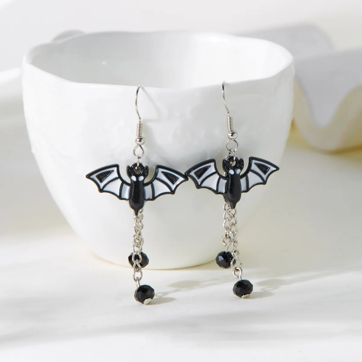 Halloween Schwarze Rote Fledermaus Wassertropfen Kristall Quasten-Ohrringe für Frauen Männer Gothic Cosplay Fledermausflügel Tier-Ohrring Schmuck – Detail 25