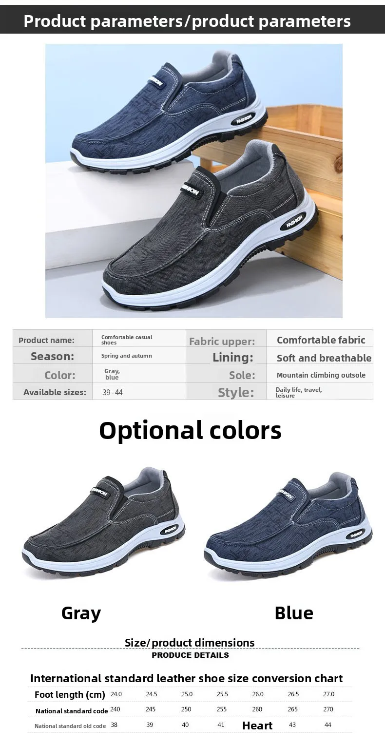 Herren-Schuhe aus Stoff, zum Hineinschlüpfen, atmungsaktive Canvas-Slipper, mit dicker, rutschfester Sohle, bequeme Freizeitschuhe für den täglichen Gebrauch, für Arbeit und Outdoor-Aktivitäten. – Detail 3