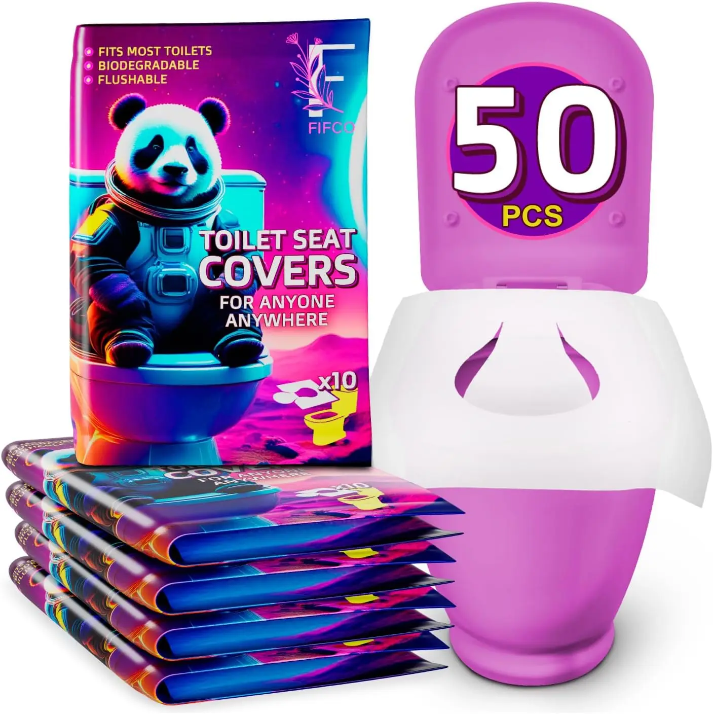 

50 шт. биоразлагаемых смываемых накладок на сиденья унитазов, компактные дорожные принадлежности для общественных туалетов