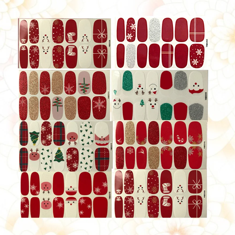 8 Sheets Nail Decals Christmas Manicure Sticker Gift for Friends and Family Stickers Women Party Handmade