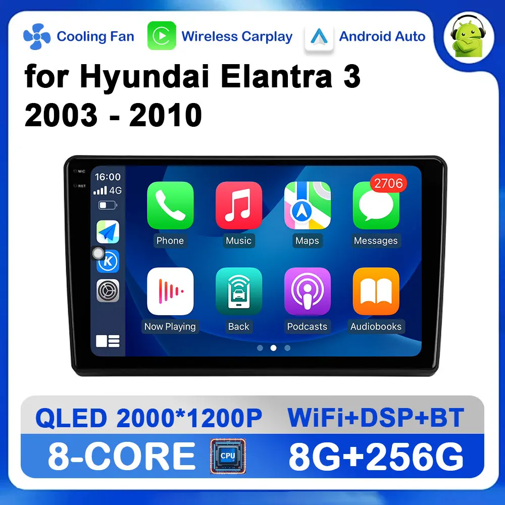 

9 inch Android System for Hyundai Elantra 3 2003 - 2010 GPS Navi Car Radio Video Multimedia Player WiFi BT Head Unit DSP Stereo