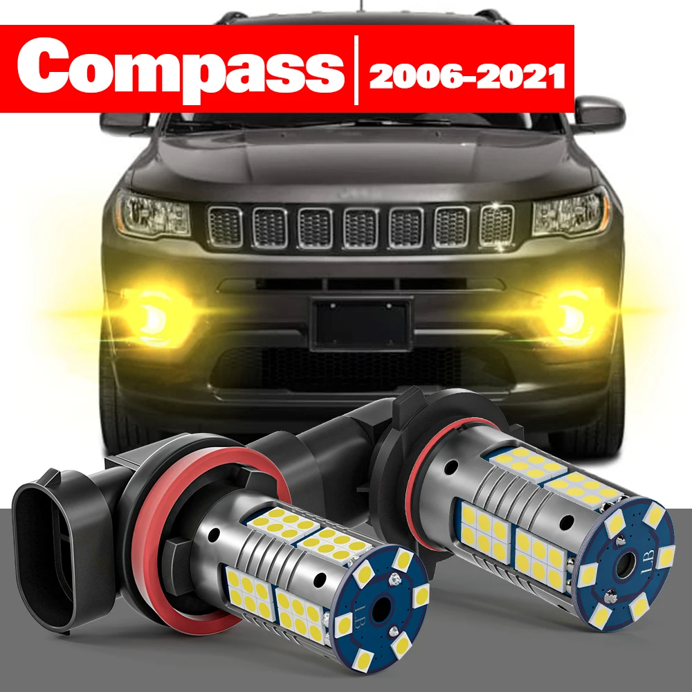 

For Jeep Compass MK MP 2006-2021 Accessories 2pcs LED Fog Light 2008 2009 2010 2011 2012 2013 2014 2015 2016 2017 2018 2019 2020