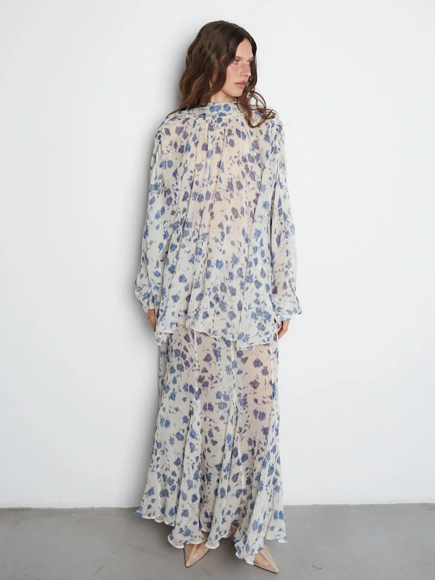 

Marthaqiqi Printing Female Pajamas Set Long Sleeve Nightgowns O-Neck Sleepwear Long Skirts Casual Women Nightwear 2 Piece Suit