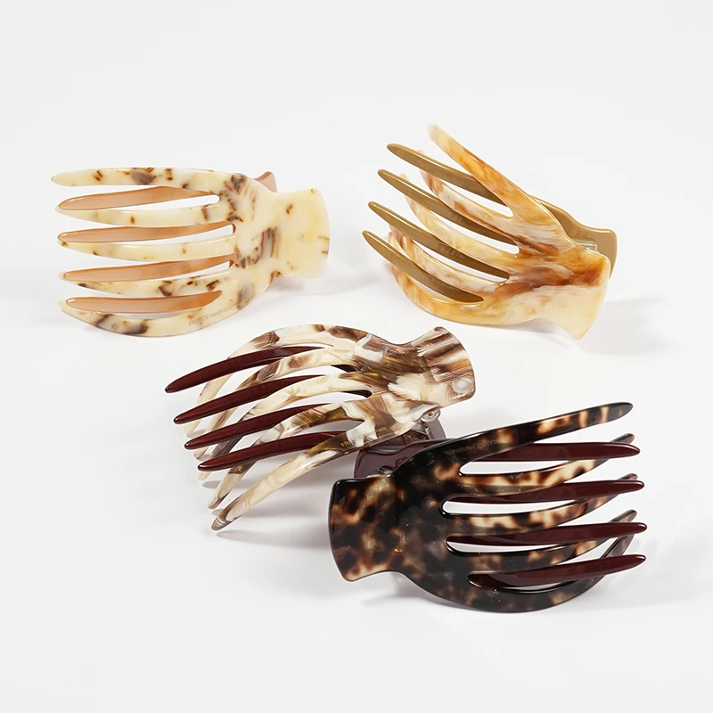 Vertical Teeth Hair Comb Acetate Brown Back Head Updo Women Chic Gift Hair Accessories Style