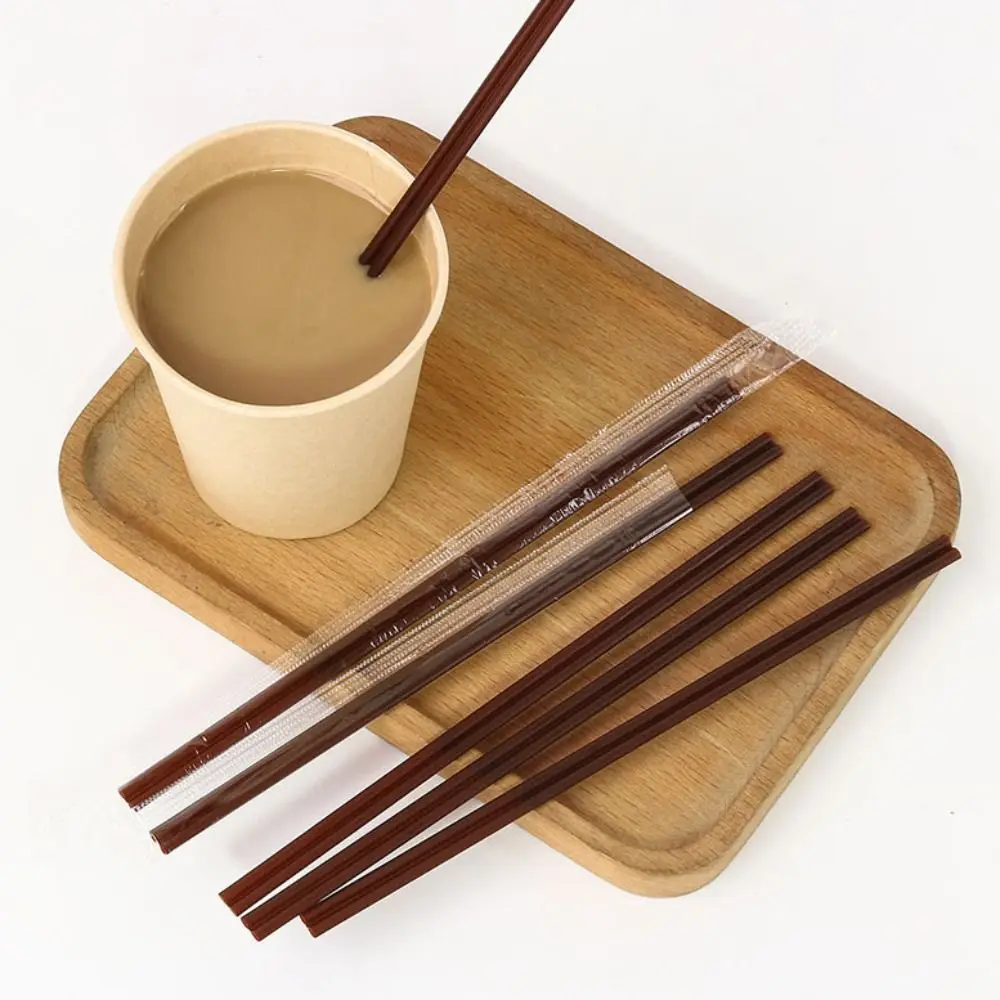 

Double-Hole Coffee Straw Anti-scalding Brown Coffee Stirring Stick Individually Packaged Plastic Drinking Straw Office