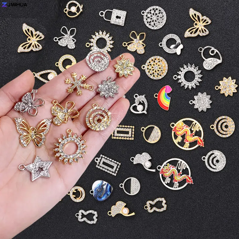 

10pcs/lot Various Rhinestones Rearls Charms Pendants For DIY Handmade Earrings Jewelry Making Accessories