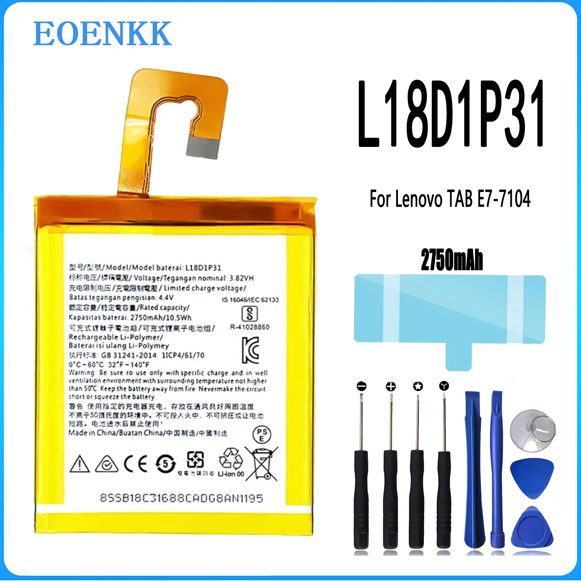 

L18D1P31 Battery For Lenovo Tab E7 TB-7104F high capacity Capacity Tablet Batteries