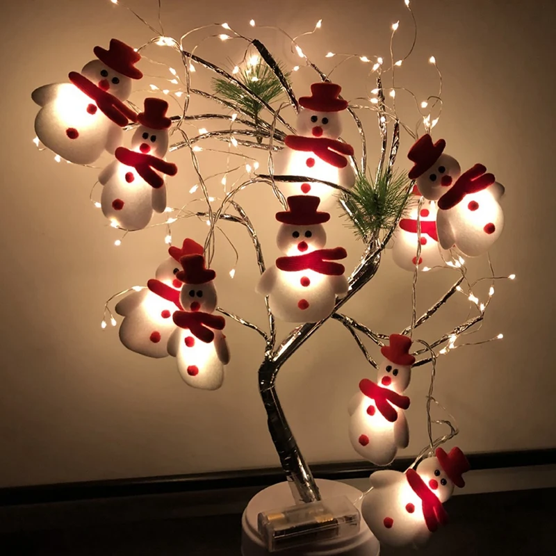 Cadena de luz de felpa de tela LED para decoración del hogar, colgante de linterna, árbol de Navidad, vacaciones